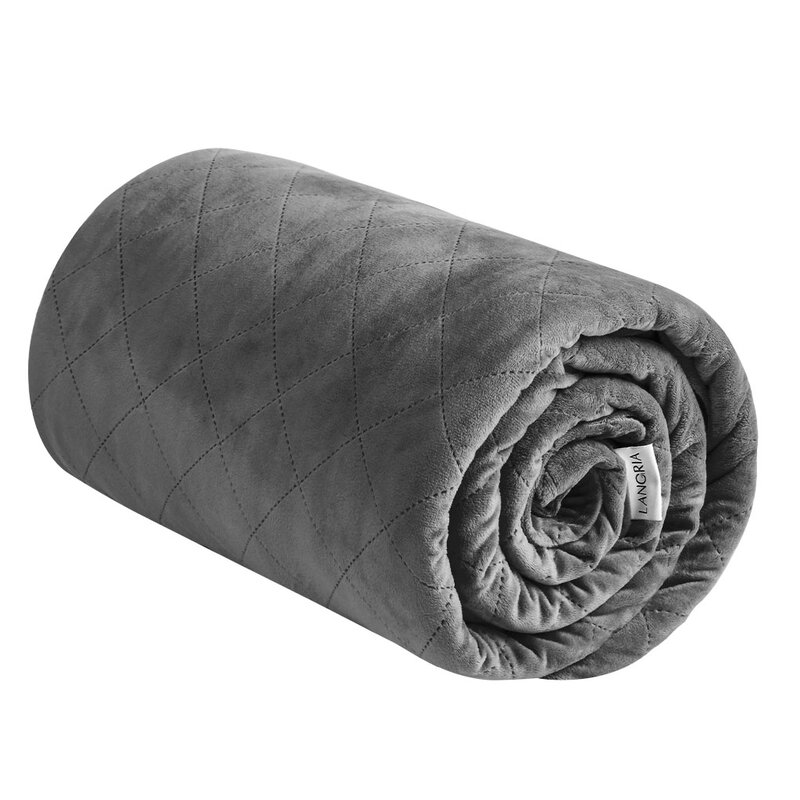 LANGRIA Weighted Faux Fur Blanket in Gray | Wayfair